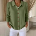 thumbnail image 3 of Sahpxhe Womens Cardigan Sweaters Loose Collared Long Sleeve Button up Knit Cardigan Casual Warm Sweater Coat for Fall Army Green S, 3 of 7