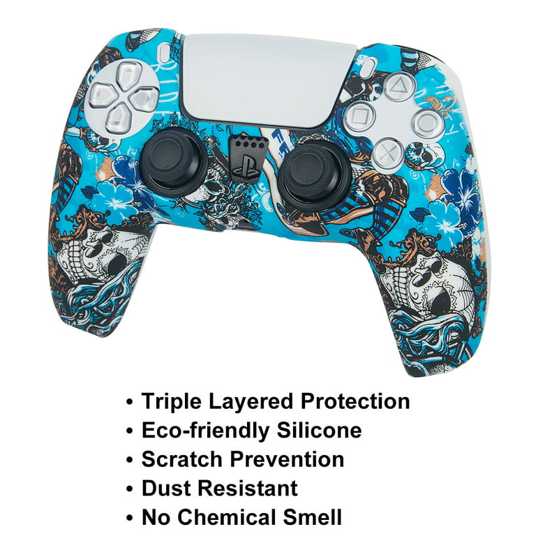 Silicone Skins for PS5 Controller - DualShock 5 Cover Water Printed  Protector Case Set for Sony PS5, PS5 Slim, PS5 Pro - 2 Pack Leaf PS5  Accessories - 4 Pairs PS5 Thumb Grips - WITCH + Franklin 