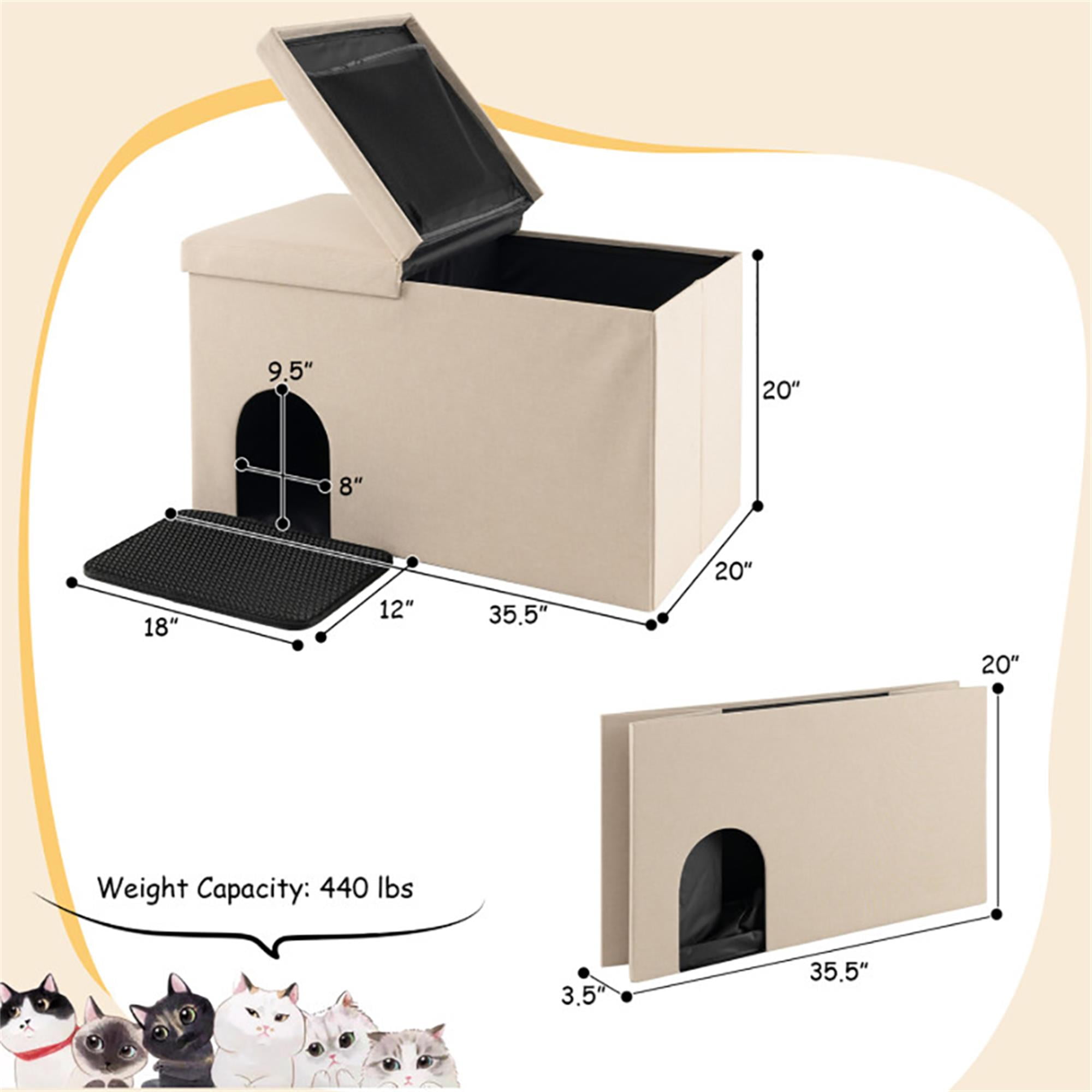 resenkos 35" Hidden Cat Litter Box Enclosure Furniture with Urine Proof Litter Mat, Pet House for Indoor Cats, Living Room Cat Condo Bed Cave, Beige