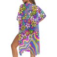 thumbnail image 5 of HELLHERO Casual Bathing Suit Cover Up for Pool High Quality Fabrics Loose Long Kimono Swimsuit Cover Up Pop Art Floral, 5 of 6