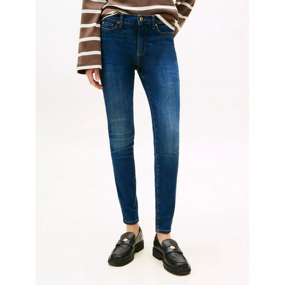 Tommy Hilfiger DARK WASH Women's Stretch Mid-Rise Super Skinny Jeans, US 12