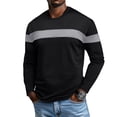 thumbnail image 2 of Men's New Casual Street Exercise Crewneck Long Sleeve Shirt, Spring Fall Sporty Style Top for Daily Wear,Black,M, 2 of 5