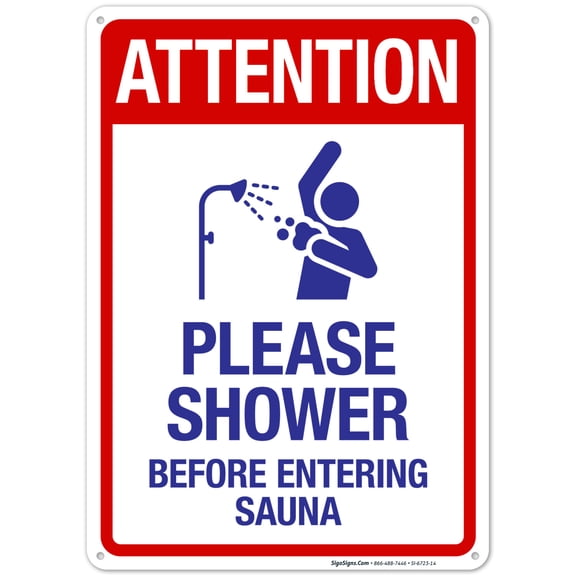 Attention Please Shower Before Entering Sauna Sign, Pool Sign,