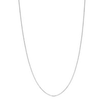 14K White Gold Women's 20" 0.73mm Box Chain Necklace with 055 Gauge and Lobster Lock Quality Tag
