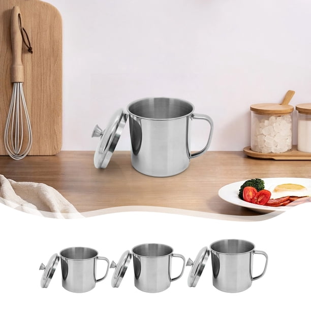 Taza de café de doble pared de acero inoxidable - taza de viaje aislante con asa para bebidas calientes y frías, 16oz de plata (3 tamaños)