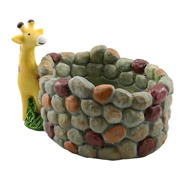 Exquisita Mano De Obra Resina Suculenta Maceta Jirafa Adoquín Flor Musgo Suculenta Micro Paisaje Balcón Resina Decoración Eigraketly HA019528-00
