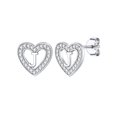 thumbnail image 1 of Pendientes de botón Silvora de plata esterlina con letra J y Zirconia cúbica brillante, 1 of 8