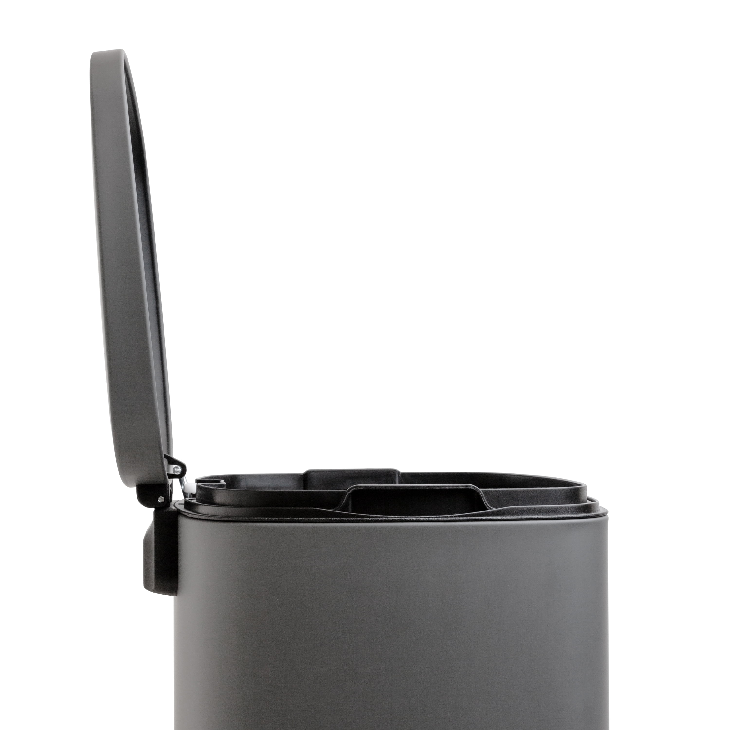 (2 pack) Qualiazero Kitchen Bathroom Trash Can Combo, 13.2 Gallon and 3.2 Gallon Stainless Steel Step Garbage Bin with Soft Close Lid, Matte Gray