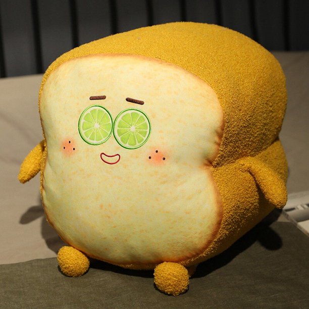 Almohada larga de felpa para pan y mantequilla, juguete para rebanadas de comida, decoración de respaldo para aperitivos y tostadas con manta, nuevo