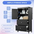 thumbnail image 3 of Bellemave Bathroom Floor Storage Cabinet with 2 Doors, Drawers and Adjustable Shelf Freestanding Cabinet Multifunctional Small Storage Organizer for Living Room 23.6” x 11.8” x 43.3” (Black, 2 Doors), 3 of 11