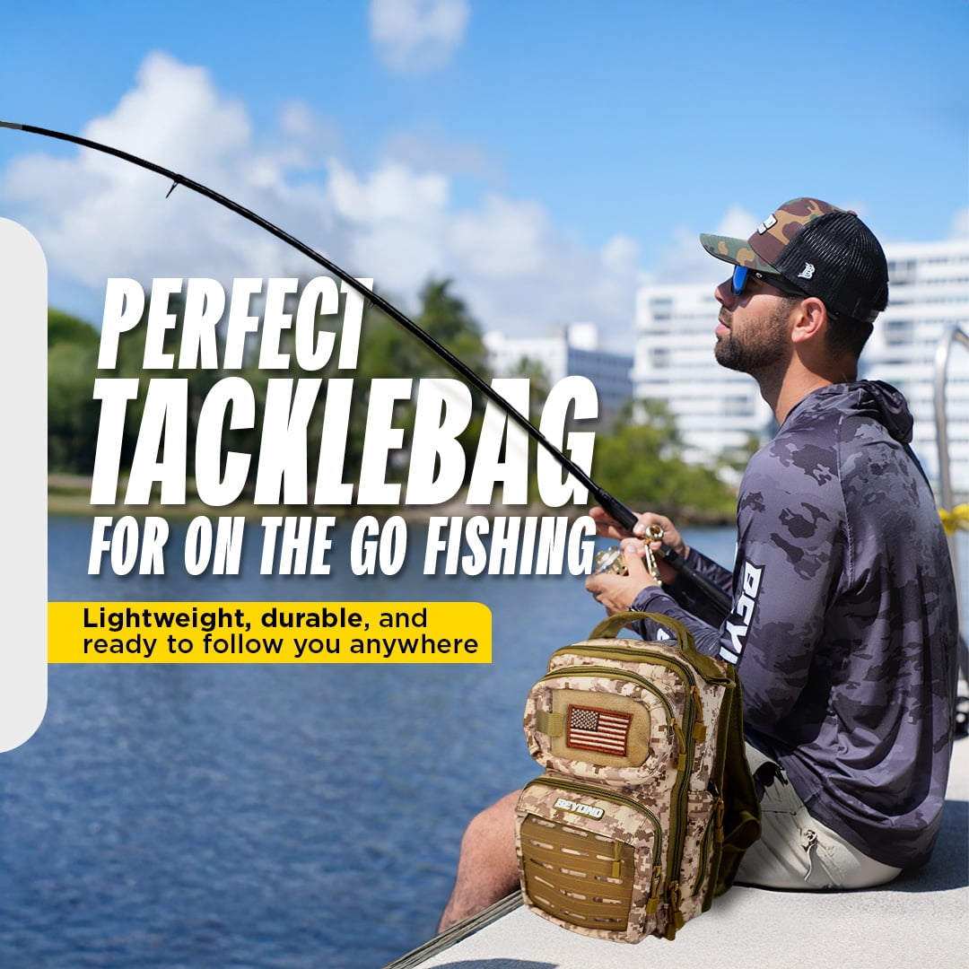 Beyond Fishing Tackle Backpack- The Voyager Tactical Fishing Storage Bag - Lightweight & Compact Bag For Fishing