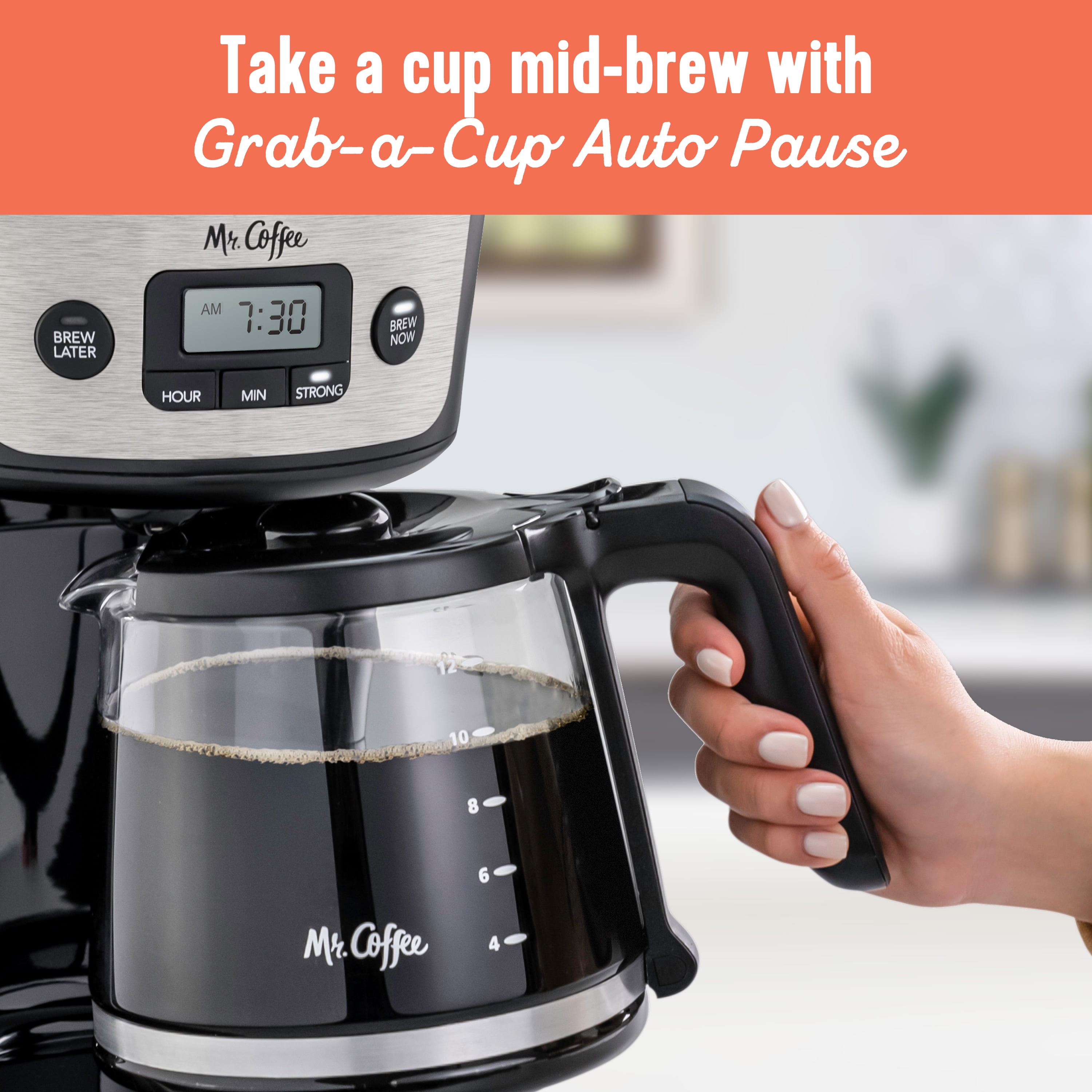 Mr. Coffee 12 Cup Programmable Coffee Maker With Strong Brew, Stainless