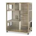thumbnail image 2 of Lovupet Indoor Luxury Wooden Cat House Condo with Scratching Posts, Lockable Wheels, Escape Door, 2 of 7