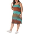 thumbnail image 4 of Vestidos de verano sin mangas de tie dye de talla grande Agnes Orinda para mujeres, vestido casual suelto tipo camiseta de playa 1X azul marrón, 4 of 6