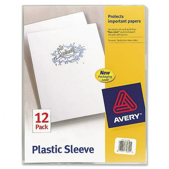 Avery-2PK Clear Plastic Sleeves, Letter Size, Clear, 12/Pack
