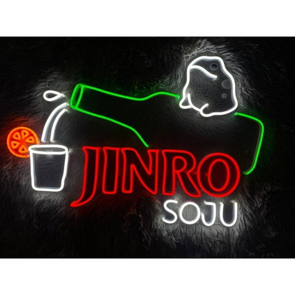 Handmadetneonsign Jinro Soju Neon Sign, Soju Shot Glass Neon Light, Soju Bottle Led Light, Custom Korean Soju Led Sign, Wall Décor