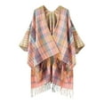 thumbnail image 2 of IDALL Shawl Wraps for Women Scarf for Women Women's Autumn And Winter New Thickened Knitted Tassel Retro Split Scarf Shawl Pashmina Wraps Ponchos for Women Pink One Size, 2 of 3