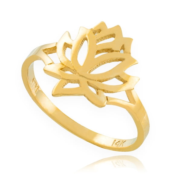 10k Yellow Solid Gold Lotus Flower Ring (Size 4)