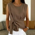 thumbnail image 2 of Women's Crew Neck Sleeveless Blouse Relaxed Fit Casual Versatile Blouse Summer Blouse, 2 of 4