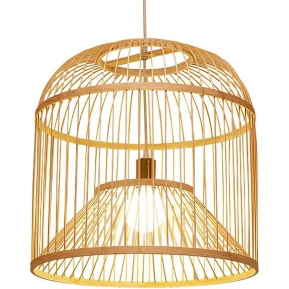 YANTONG Boho Bamboo Pendant Light E27 Nordic Style Industrial Hanging Lamp Handmade Ceiling Lighting Fixture Simplicity Vintage Woven Chandelier for Kitchen Island Sink Farmhouse Dining Room Bedroom
