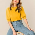 thumbnail image 5 of ALLLIST Womens Tops Yellow Short Sleeve Cropped Crew Neck Solid T-Shirts Blouses for Women Dressy Casual L, 5 of 9