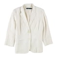 thumbnail image 1 of Ralph Lauren Womens Pinstripe Two Button Blazer Jacket, Off-White, 16, 1 of 2