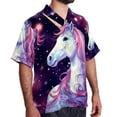 thumbnail image 2 of Starry Unicorn Men's Printed Button Down Short Sleeve Casual Summer Beach Shirt - Unisex, 2 of 6