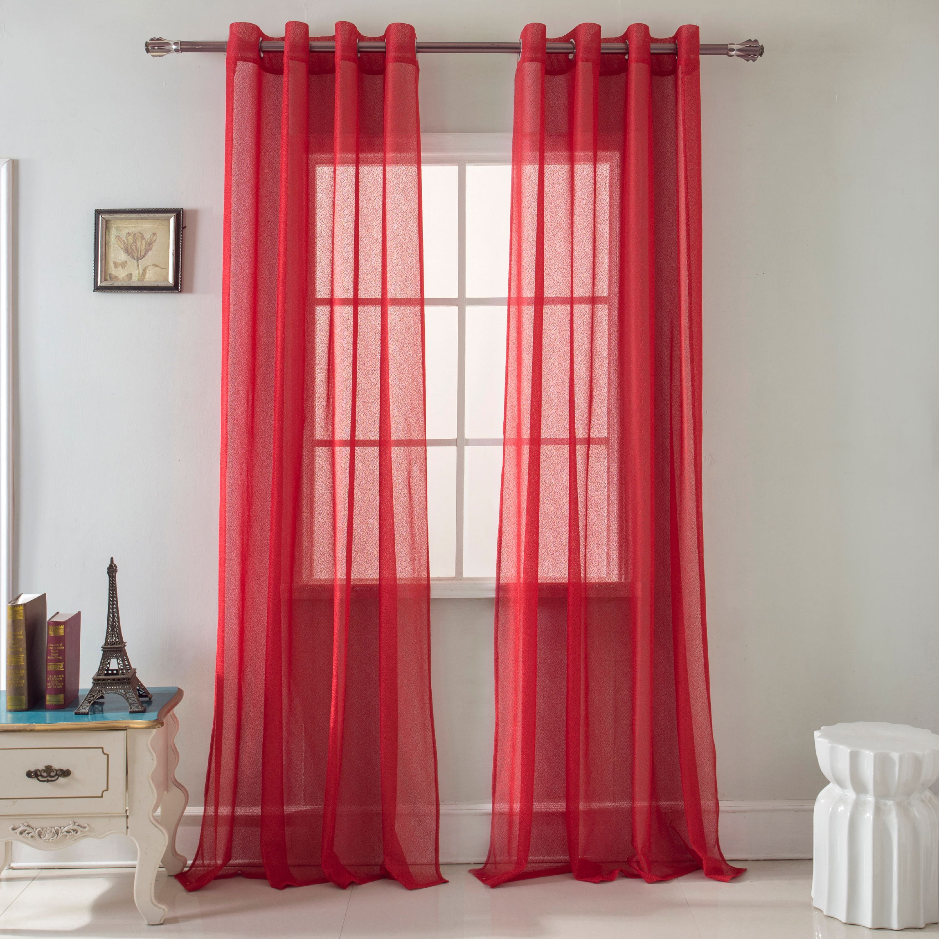 Spyder lace 54 x 90 in grommet single curtain panel in red walmart