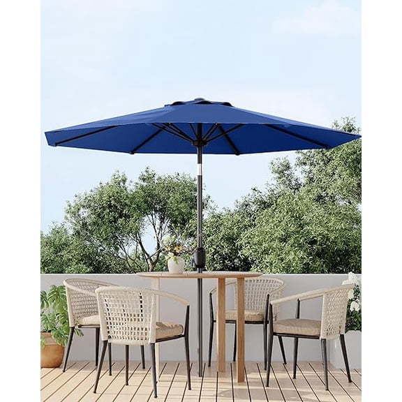 EastVita 9FT Outdoor Patio Umbrella, Outdoor Table Umbrella, Market Umbrella, 6 Sturdy Ribs UV Protection Waterproof for Garden, Deck, Backyard, Pool (Tan)