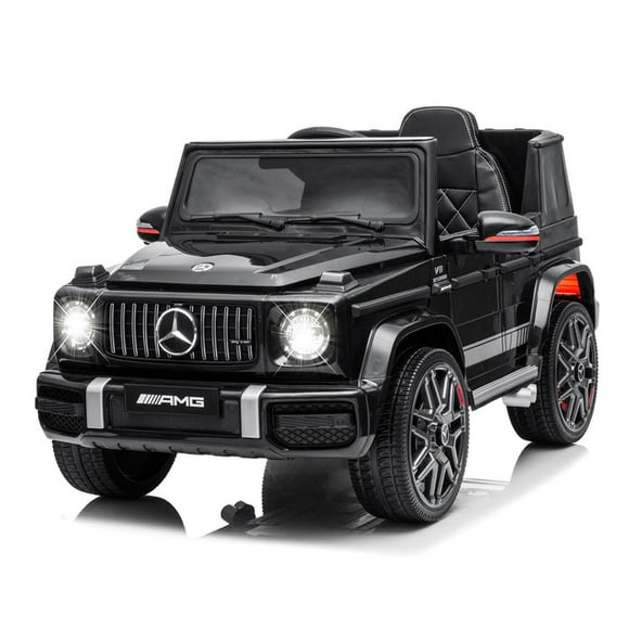 Licensed Mercedes-Benz AMG G63, 12V Electric Kids' Ride On Car with Parental Remote Control, LED Lights, Leather Seat and MP3(Black)