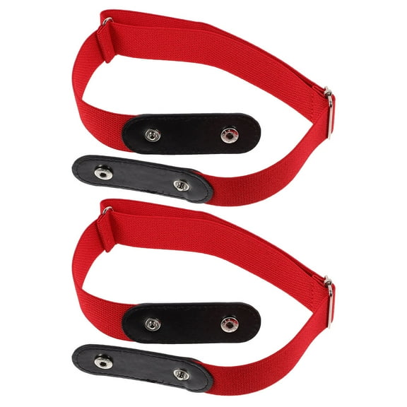 NIAIZEK 2Pcs No Buckle Elastic Waist Belt Red Comfortable Stretch Waist Accessory