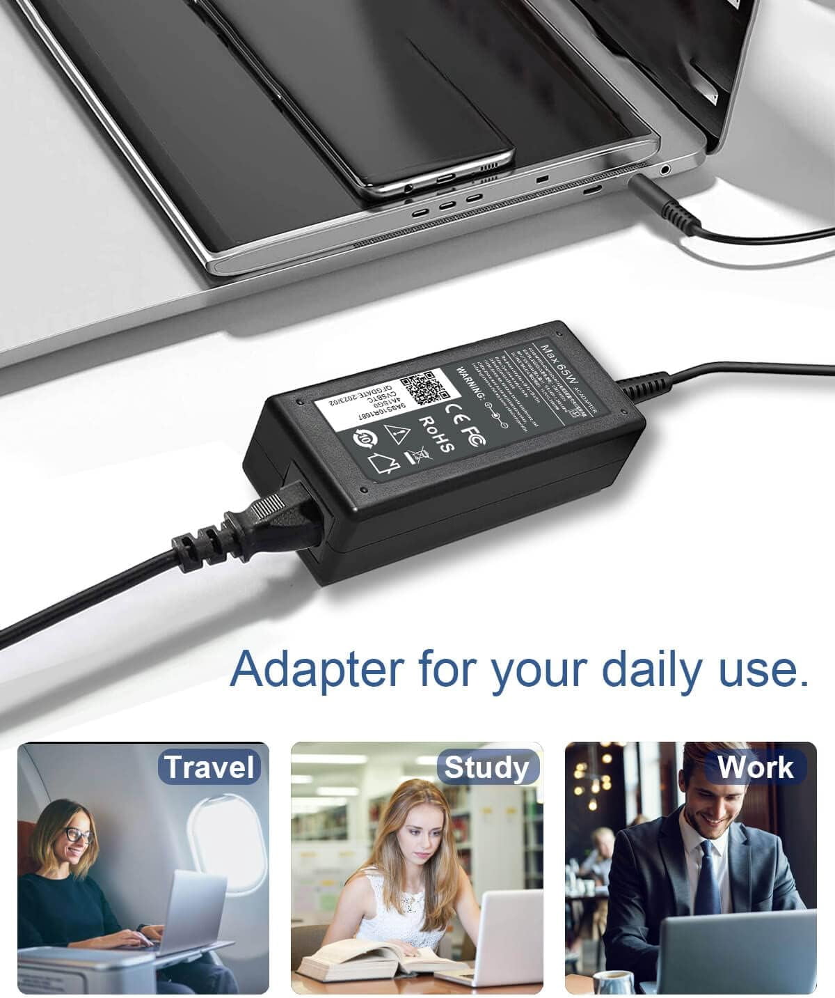 65W 45W AC Adapter Replacement for Dell Laptop Charger, for Dell inspiron 15 13 14 17, 3000 5000 7000 Series 5100 5567 5559 Latitude 5400 5480 5580 7480 3520 la65ns2-01 - 4.5mm and 7.4mm jack