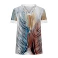thumbnail image 5 of Hauts d'Été pour Femmes 2023 Mode Col en V Dentelle Patchwork Manches Courtes Haut Décontracté Blouse Dentelle Col en V Chemises Oversize pour Femmes, 5 of 5