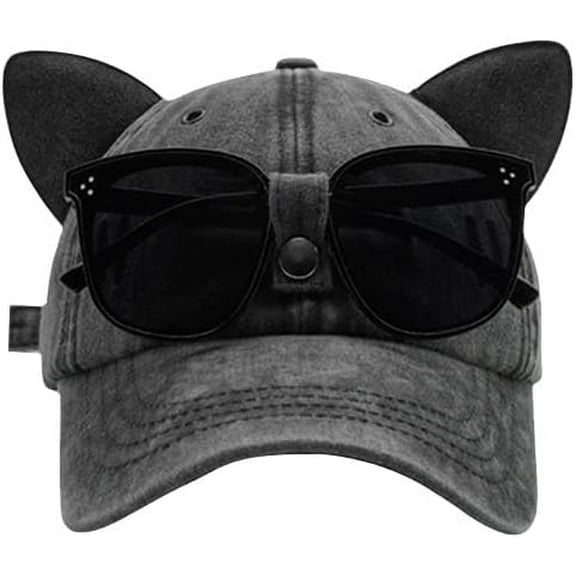 Womens Baseball Caps,with Cat Ears Perforated Women Trucker hat Cute Adjustable Mens Snapback Hats