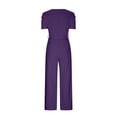 thumbnail image 5 of Summer Jumpsuits for Women 2026 Sexy Short Sleeve Casual Dressy Overalls V Neck Belted Wide Leg Rompers Pocket Ladies Comfy Plus Size 2026 Trendy Outfits Casual Flowy Straight Leg Clothes, 5 of 6