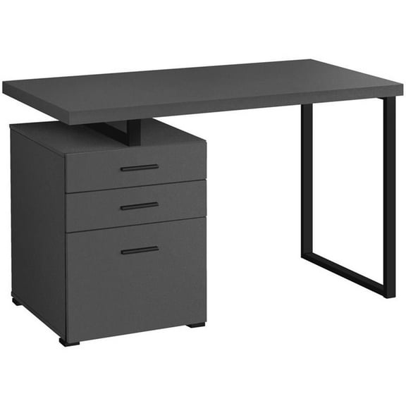 Pemberly Row Reversible Wooden Pedestal Computer Desk in Gray and Black