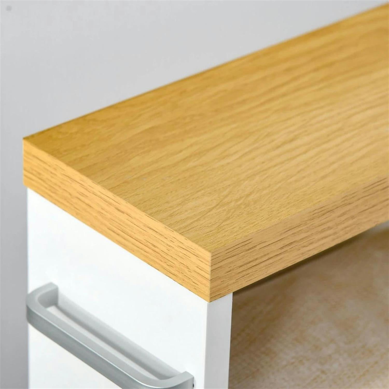 Demi Bonn 26" Rolling Narrow Bathroom Side Storage Cabinet with 4 Rolling Wheels and Shelves, Bathroom Storage Cabinet for Small Spaces, White