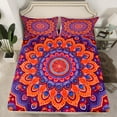 thumbnail image 2 of Manfei Bohemian Mandala Bed Sheets 4pcs for Girls Women, Hippie Floral Flower King Sheets, Purple Orange Sheet Set, Ultra Soft Home Decor, 2 of 7