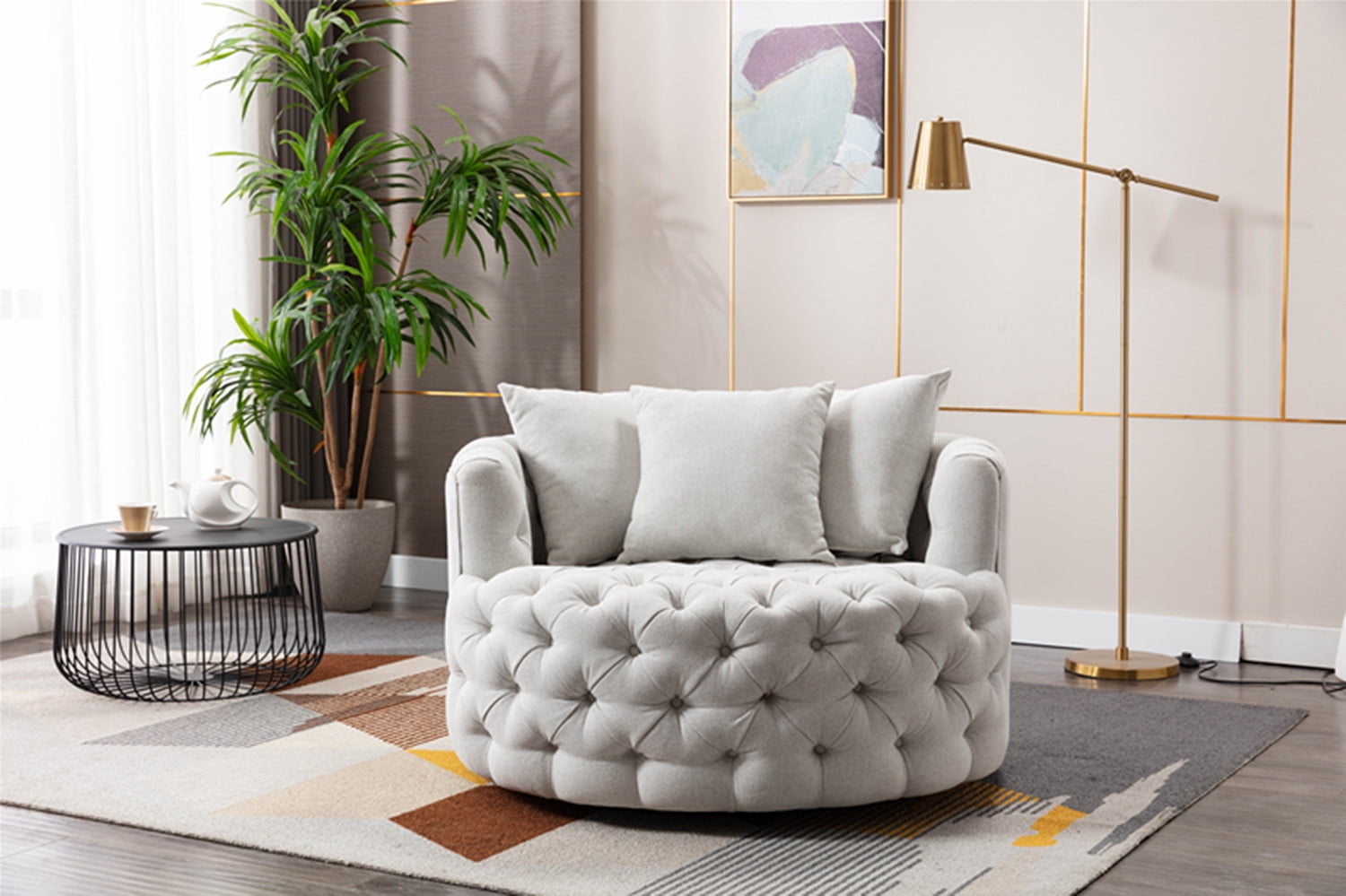 Details about   Rotating Collapsible Swivel Sofa Chair Foldable Comfortable Leather Floor Seat 