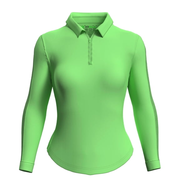 IBKUL Golf Ladies Long Sleeve Zip Polo Lime Extra Small
