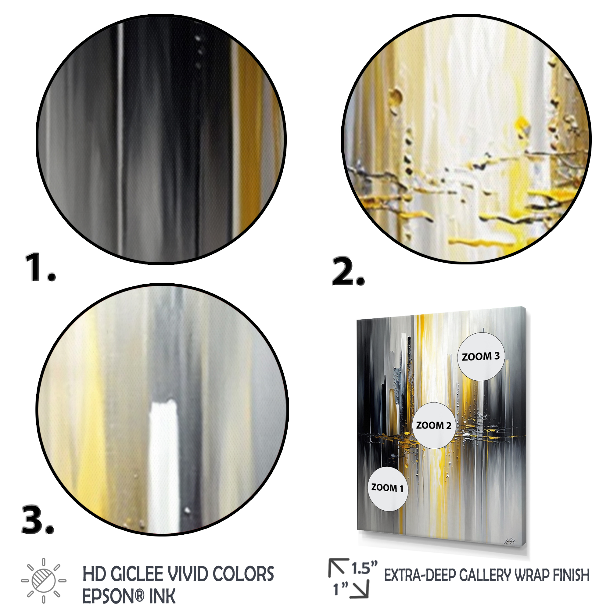 Designart Abstract Geometric Black And Yellow II Canvas Wall Art