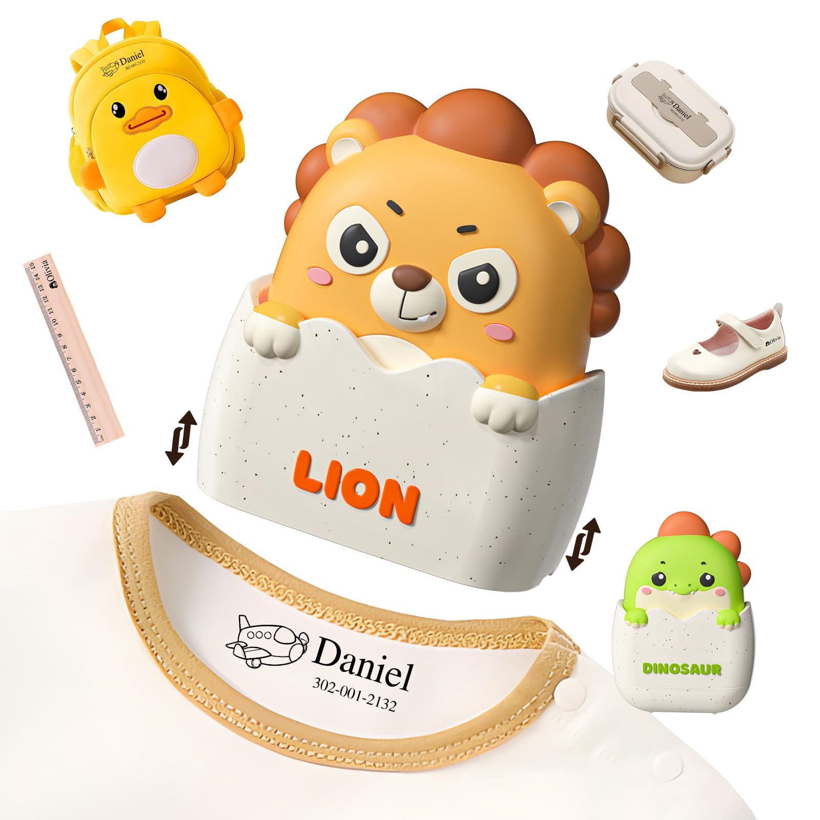 Tampon Personnalisé pour Nom d'Enfant pour Étiquettes de Tissu de Vêtements, Lavable, Garderie, Équipement Scolaire, Tampon Jouet pour Vêtements d'Enfants