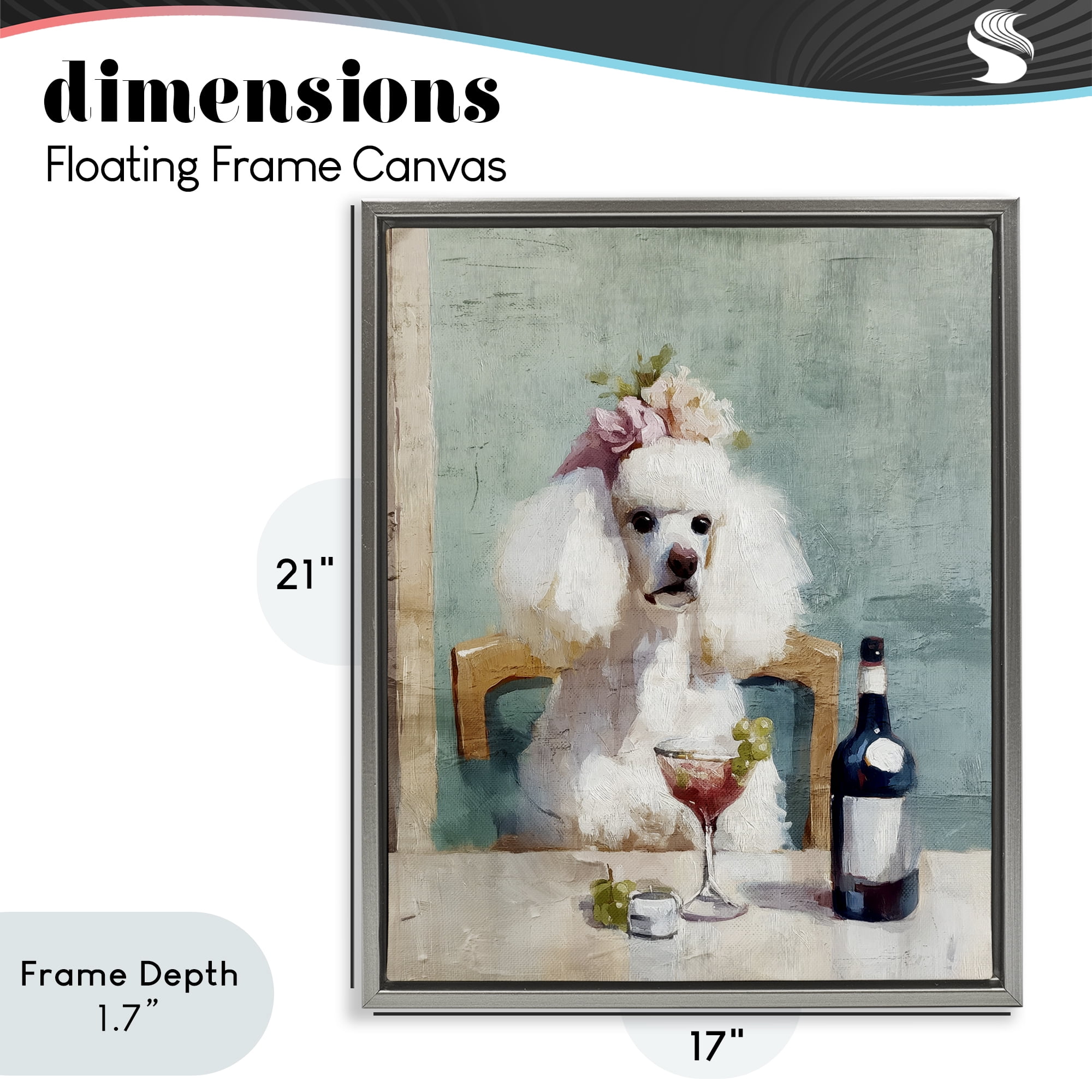 Stupell Industries Poodle At Lunch Gray Framed Floater Canvas Wall Art, design by Annabelle Hall