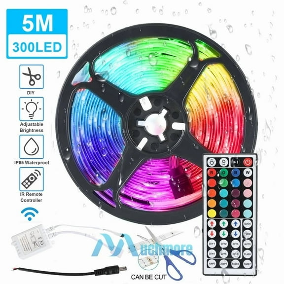 16.4Ft Flexible Rgb Led Strip Light Colour Changing Tv Party Room Decor Remote