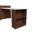 thumbnail image 2 of 80-inch Expandable Kitchen Island with Dining Table, Marble-Grain Countertop with Power Outlet, Mobile Storage Cart with Cabinet & 2 Drawers, Walnut Finish Kitchen Prep Table, 2 of 24