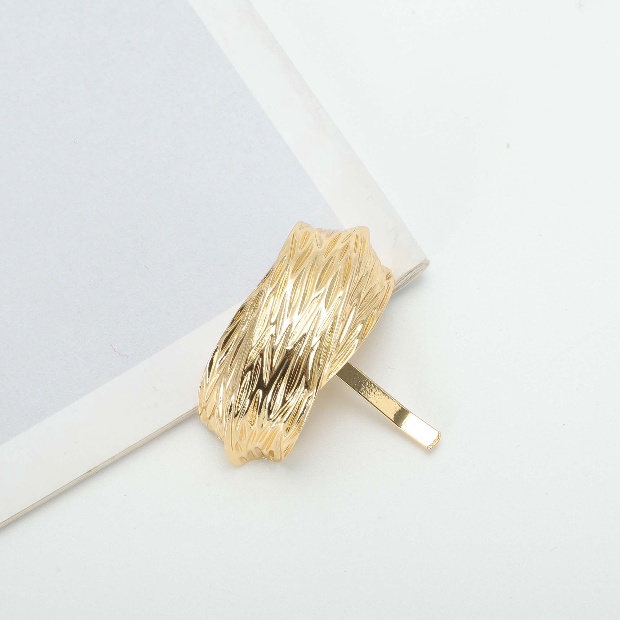 Unique Bargains Cross Stripes Ponytail Buckle Hair Clip for Women Gold Tone 1 Pc