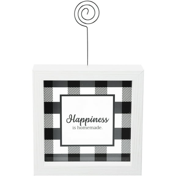 Happiness - 5" Framed Glass Plaque with Photo Clip