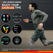 PAKRYS KC89 1.85'' HD 760mAh Battery Smart Watch for Men with LED Flashlight 100+ Sports Modes Fitness Tracker Smartwatches for iOS Android, 1pc, Black