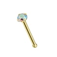 thumbnail image 2 of Nose Bone Stud 9Kt Solid Yellow Gold with Prong Set Aurora Borealis CZ 20ga, 2 of 2