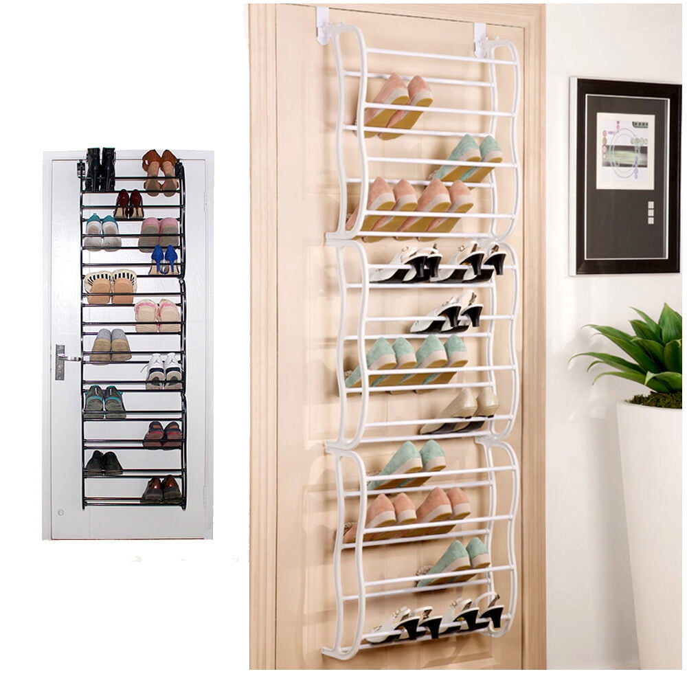 Zimtown 36 Pair Over-The-Door 36 Pair 12 Layers Shoe Rack Metal Frame ...